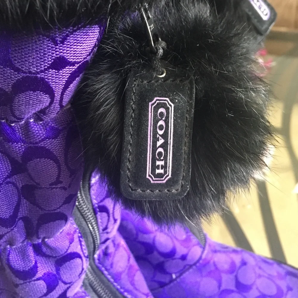 Purple Winter Fur-Trim Women's Boots - Picture 3 of 4